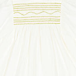 بونبوان-فستان مطرز سموكينغ أطفال بناتي قطن لون عاجي | Childrensalon Outlet