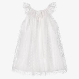 Bonpoint-Girls Ivory Tulle Bow Delight Dress | Childrensalon Outlet