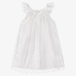 Bonpoint-Girls Ivory Tulle Bow Delight Dress | Childrensalon Outlet