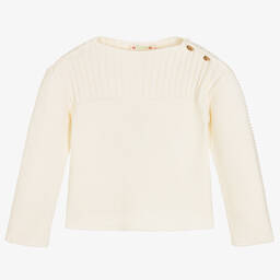 Bonpoint-Girls Ivory Wool Knitted Sweater | Childrensalon Outlet