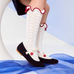 Bonpoint-Girls Navy Suede Leather Flats | Childrensalon Outlet