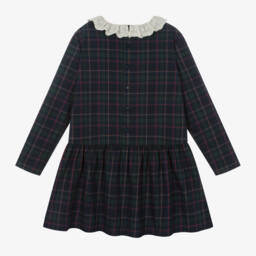 بونبوان-فستان تارتان قطن وتول لون كحلي | Childrensalon Outlet