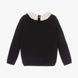 Bonpoint-Girls Navy Wool-Cotton Jumper | Childrensalon Outlet