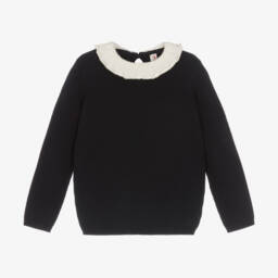 Bonpoint-Girls Navy Wool-Cotton Jumper | Childrensalon Outlet