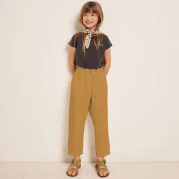 Bonpoint-Girls Ochre Yellow Chino Trousers | Childrensalon Outlet