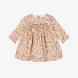 Bonpoint-Girls Pale Beige Floral Dress | Childrensalon Outlet