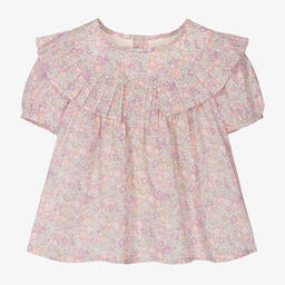 Bonpoint-Girls Pink Floral Cotton Blouse | Childrensalon Outlet