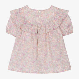 Bonpoint-Girls Pink Floral Cotton Blouse | Childrensalon Outlet
