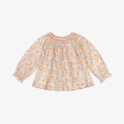 Bonpoint-Girls Pink Floral Smocked Top | Childrensalon Outlet
