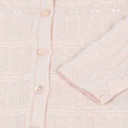 Bonpoint-Girls Pink Knit Wool Trousers Set | Childrensalon Outlet