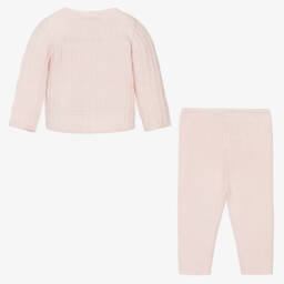 Bonpoint-Girls Pink Knit Wool Trousers Set | Childrensalon Outlet