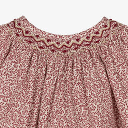 Bonpoint-Красная блузка в цветочек со сборками | Childrensalon Outlet
