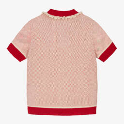 Bonpoint-Girls Red Wool Blend Polo Top | Childrensalon Outlet