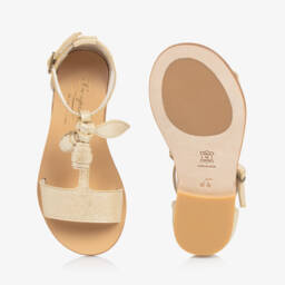 Bonpoint-Girls Shimmering Gold T-Bar Sandals | Childrensalon Outlet