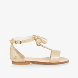 Bonpoint-Girls Shimmering Gold T-Bar Sandals | Childrensalon Outlet