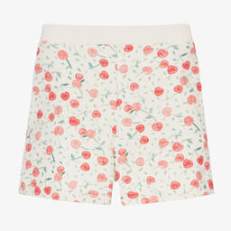 Bonpoint-Girls White Cotton Cherry Shorts | Childrensalon Outlet