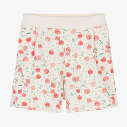 Bonpoint-Girls White Cotton Cherry Shorts | Childrensalon Outlet