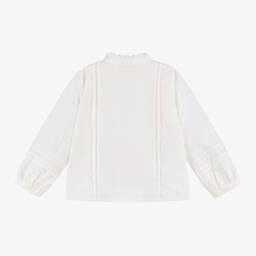 Bonpoint-Girls White Cotton Embroidered Blouse | Childrensalon Outlet