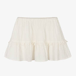 بونبوان-تنورة قطن سيرسوكر لون أبيض | Childrensalon Outlet