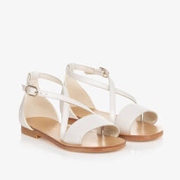 Bonpoint-Girls White Leather Sandals | Childrensalon Outlet
