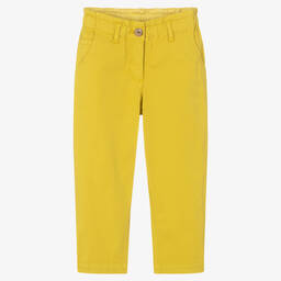 بونبوان-بنطلون تشينو قطن تويل لون أصفر للبنات | Childrensalon Outlet