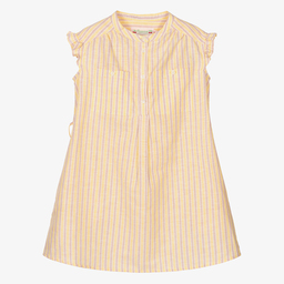 Bonpoint-فستان لينين لون أصفر مخطط | Childrensalon Outlet