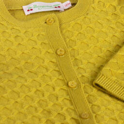 Bonpoint-Girls Yellow Merino Wool Cardigan | Childrensalon Outlet