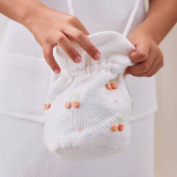 Bonpoint-Ivory Cherry Daisy Embroidered Bag | Childrensalon Outlet