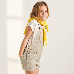 بونبوان-شورت دانغريز قطن لون عاجي بطبعة ورود للبنات | Childrensalon Outlet