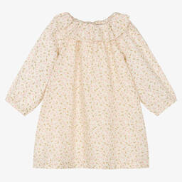 بونبوان-فستان قطن تويل لون عاجي وزهري | Childrensalon Outlet