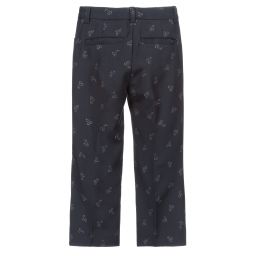 Bonpoint-Темно-синие жаккардовые брюки | Childrensalon Outlet