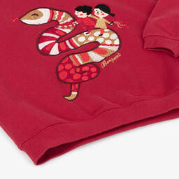 بونبوان-سويتشيرت بطبعة ثعبان قطن لون احمر | Childrensalon Outlet