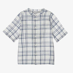 Bonpoint-Teen Boys Blue & White Check Shirt | Childrensalon Outlet