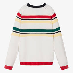 بونبوان-بلوفر قطن محبوك مقلم لون عاجي للمراهقين | Childrensalon Outlet