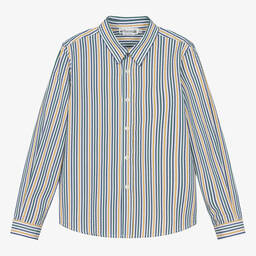 Bonpoint-Teen Boys White Striped Seersucker Shirt | Childrensalon Outlet