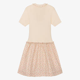 Bonpoint-Teen Girls Beige Floral Cotton Dress | Childrensalon Outlet
