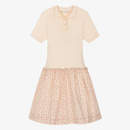 Bonpoint-Teen Girls Beige Floral Cotton Dress | Childrensalon Outlet