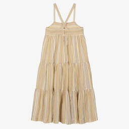 بونبوان-فستان تينز بناتي قطن مقلم لون بيج وعاجي | Childrensalon Outlet