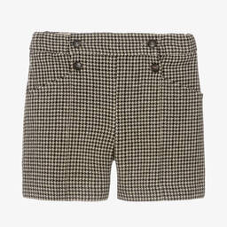 Bonpoint-Teen Girls Beige Wool Houndstooth Shorts | Childrensalon Outlet