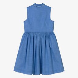 Bonpoint-فستان قطن كاروهات لون أزرق للمراهقات | Childrensalon Outlet