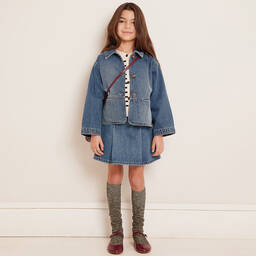 Bonpoint-Teen Girls Blue Denim Pleated Skirt | Childrensalon Outlet