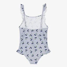 Bonpoint-Teen Girls Blue Stripe & Cherry Print Swimsuit  | Childrensalon Outlet