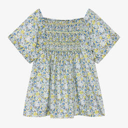 Bonpoint-Teen Girls Blue & Yellow Floral Blouse | Childrensalon Outlet