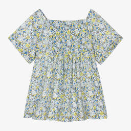 Bonpoint-Teen Girls Blue & Yellow Floral Blouse | Childrensalon Outlet