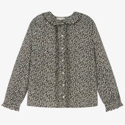 بونبوان-بلوز تينز بناتي قطن لون بني بطبعة ورود | Childrensalon Outlet