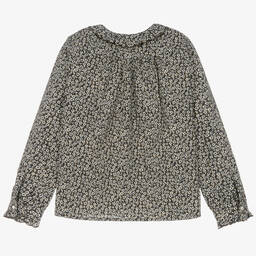 بونبوان-بلوز تينز بناتي قطن لون بني بطبعة ورود | Childrensalon Outlet