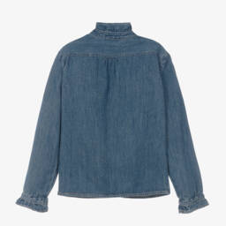 Bonpoint-Teen Girls Denim Blouse with Ruffles | Childrensalon Outlet