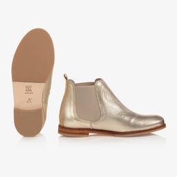Bonpoint-Teen Girls Gold Leather Boots  | Childrensalon Outlet