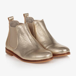 Bonpoint-Teen Girls Gold Leather Boots  | Childrensalon Outlet