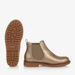 Bonpoint-Teen Girls Gold Metallic Ankle Boots | Childrensalon Outlet